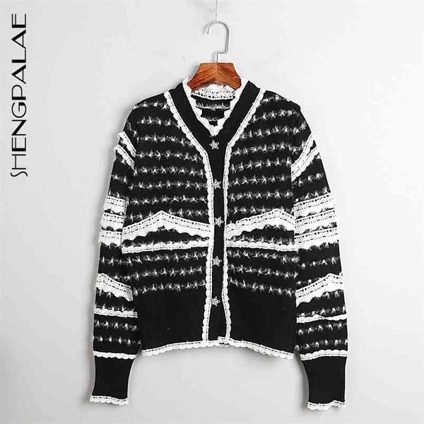 autumn women's sweater french court style v-neck lace five-pointed star button striped knit cardigan zt1451 210427, White;black
autumn women's sweater french court style v-neck lace five-pointed star button striped knit cardigan zt1451 210427, White;black