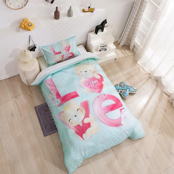 home textiles cute bear duvet cover green comforter 3pcs bedding set single double king size soft quilt sets
home textiles cute bear duvet cover green comforter 3pcs bedding set single double king size soft quilt sets