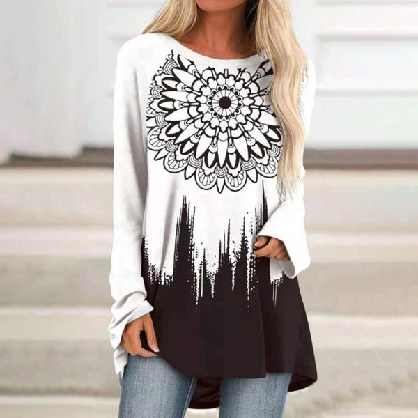 women's blouses & shirts women blouse round neck casual long sleeve floral print loose hem lady shirt autumn, White
women's blouses & shirts women blouse round neck casual long sleeve floral print loose hem lady shirt autumn, White