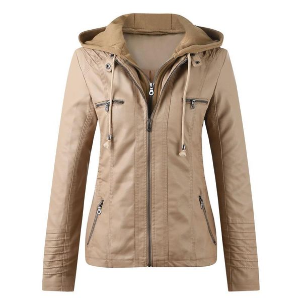 women's leather & faux jacket women 2021 basic coat female winter motorcycle suede pu zipper hoodies outerwear, Black
women's leather & faux jacket women 2021 basic coat female winter motorcycle suede pu zipper hoodies outerwear, Black