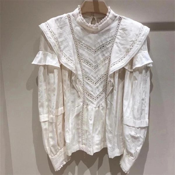 womens ruffled hollow out lace blouse solid color or floral printed long sleeve vintage shirt and 2021 autumn, White
womens ruffled hollow out lace blouse solid color or floral printed long sleeve vintage shirt and 2021 autumn, White