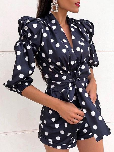 women's jumpsuits & rompers women puffed sleeve dot print knotted romper 2021 autumn elegant casual short jumpsuit female office style, Black;white
women's jumpsuits & rompers women puffed sleeve dot print knotted romper 2021 autumn elegant casual short jumpsuit female office style, Black;white