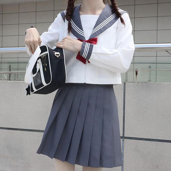 clothing sets 3 gray lapel lines summer navy long sleeves white sailor suit women jk high school uniform class students cloths
clothing sets 3 gray lapel lines summer navy long sleeves white sailor suit women jk high school uniform class students cloths
