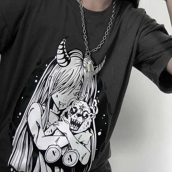 satan demon punk gothic men t shirt loose streetwear harajuku japan cartoon girls print summer fun casual aesthetic cute, White;black
satan demon punk gothic men t shirt loose streetwear harajuku japan cartoon girls print summer fun casual aesthetic cute, White;black