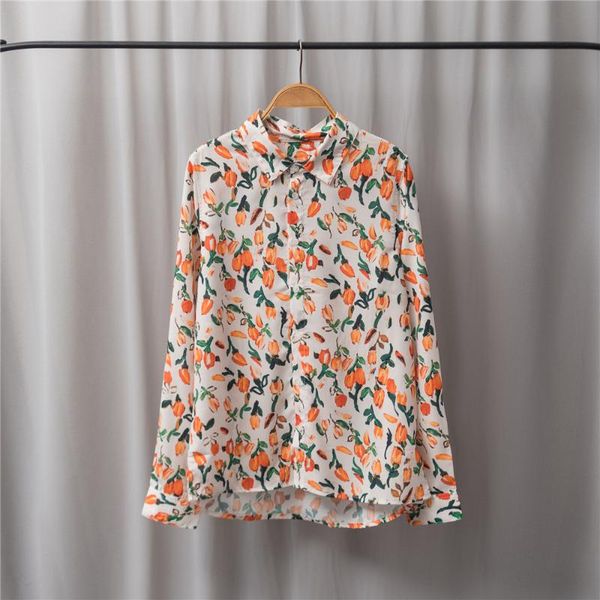 women's blouses & shirts early autumn turn-down collar shirt tulip flower long sleeve prairie chic single breasted, White
women's blouses & shirts early autumn turn-down collar shirt tulip flower long sleeve prairie chic single breasted, White