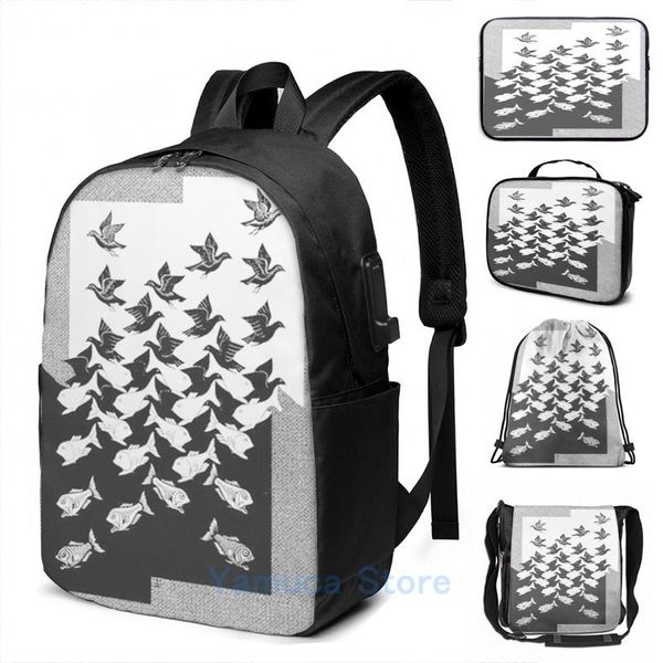 backpack funny graphic print sky and water ii maurits cornelis escher usb charge men school bags women bag travel laptop
backpack funny graphic print sky and water ii maurits cornelis escher usb charge men school bags women bag travel laptop