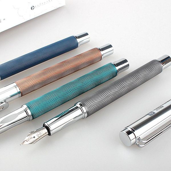 fountain pens 4pcs metal wave pattern stainless pen voyager series beautiful ripples iridium f nib classic gift
fountain pens 4pcs metal wave pattern stainless pen voyager series beautiful ripples iridium f nib classic gift