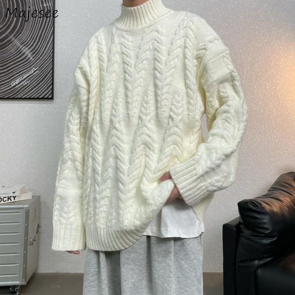 men's sweaters men pullovers autumn winter thick turtleneck loose large size xxl soft korean style trendy daily simple twisted pull, White;black
men's sweaters men pullovers autumn winter thick turtleneck loose large size xxl soft korean style trendy daily simple twisted pull, White;black