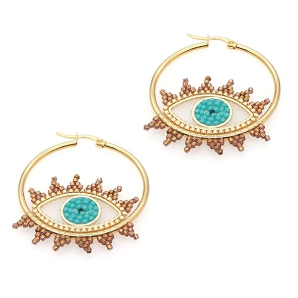 hoop & huggie go2boho evil eye earrings stainless steel miyuki beaded ear ring women jewelry gift for her 2021 trendy pendientes, Golden;silver
hoop & huggie go2boho evil eye earrings stainless steel miyuki beaded ear ring women jewelry gift for her 2021 trendy pendientes, Golden;silver