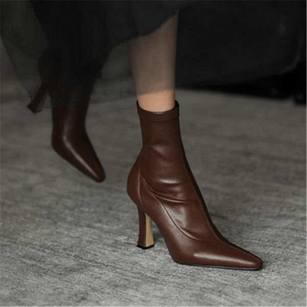 boots 2022 fashion women pointed toe ankle sock spring autumn soft leather stretch booties ladies thin high heels shoes eu 34-39, Black
boots 2022 fashion women pointed toe ankle sock spring autumn soft leather stretch booties ladies thin high heels shoes eu 34-39, Black