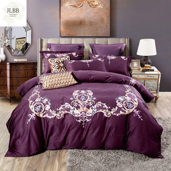 bedding sets luxury european classical embroidery 100s egyptian cotton set purple gray duvet cover bed linen fitted sheet pillowcases
bedding sets luxury european classical embroidery 100s egyptian cotton set purple gray duvet cover bed linen fitted sheet pillowcases