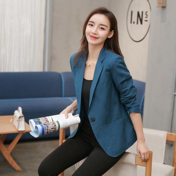 woman temperament long sleeve single button blazer spring summer linen slim short jacket office lady small suit women's suits & blazers, White;black
woman temperament long sleeve single button blazer spring summer linen slim short jacket office lady small suit women's suits & blazers, White;black