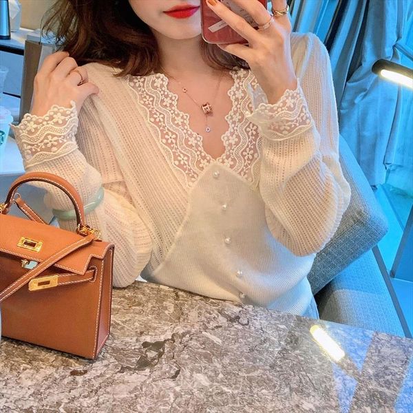 knit women casual long sleeve sweaters v neck pullover female spring korea style base shirt elegant office lady blouse, White;black
knit women casual long sleeve sweaters v neck pullover female spring korea style base shirt elegant office lady blouse, White;black