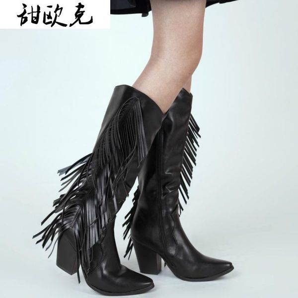 boots women 2021 pointed toe cowboy square high heels knee-high brown soft leather slip on tassel western, Black
boots women 2021 pointed toe cowboy square high heels knee-high brown soft leather slip on tassel western, Black