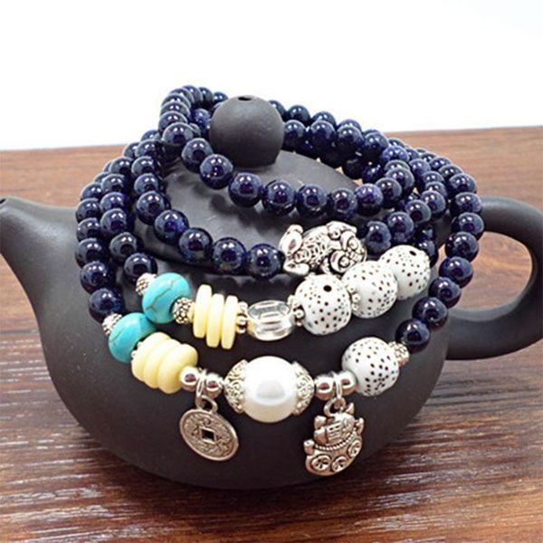 chinese style natural blue sandstone bracelet men and women couples multi-circle bracelets stone beads wrap beaded, strands, Black
chinese style natural blue sandstone bracelet men and women couples multi-circle bracelets stone beads wrap beaded, strands, Black