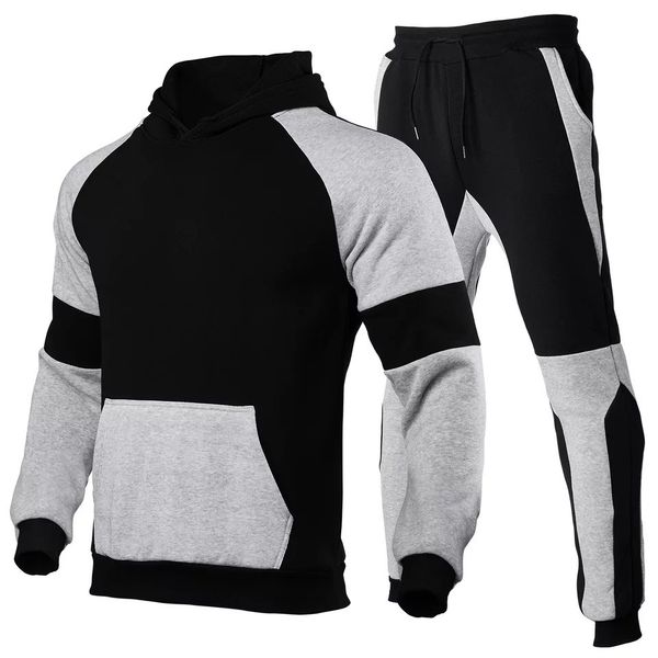 new autumn and winter men's casual multi stitched cashmere shoulder hoodie suit fashion sports suit, Gray
new autumn and winter men's casual multi stitched cashmere shoulder hoodie suit fashion sports suit, Gray