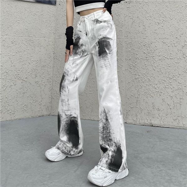 women's jeans tie dyed wide leg pants autumn straight tube loose high waist retro floor mop vintage full length casual trousers, Blue
women's jeans tie dyed wide leg pants autumn straight tube loose high waist retro floor mop vintage full length casual trousers, Blue