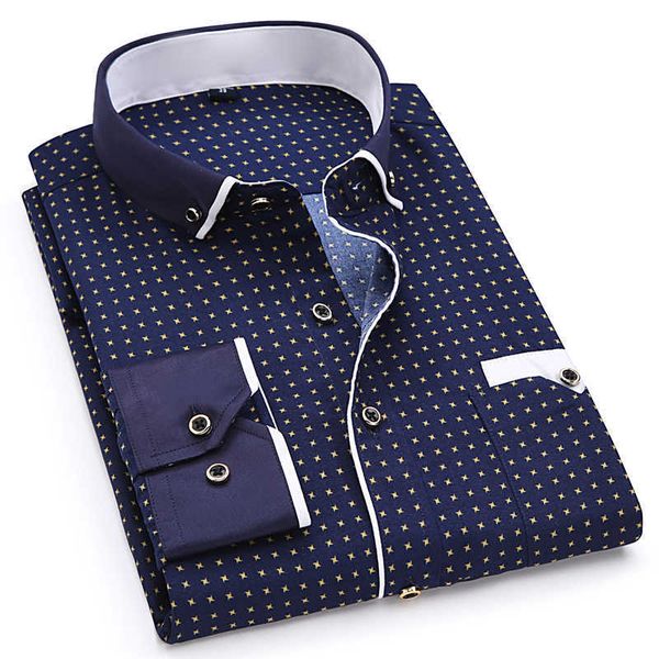 men casual long sleeved printed shirt slim fit male social business dress shirt fashion brand men clothing soft comfortable 210628, White;black
men casual long sleeved printed shirt slim fit male social business dress shirt fashion brand men clothing soft comfortable 210628, White;black