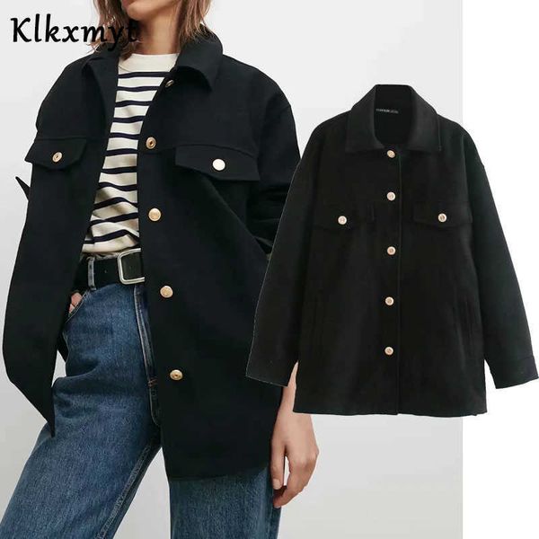 klkxmyt za jacket women fashion oversized metal buttons coat vintage long sleeve pockets female outerwear chic 210527, Black;brown
klkxmyt za jacket women fashion oversized metal buttons coat vintage long sleeve pockets female outerwear chic 210527, Black;brown