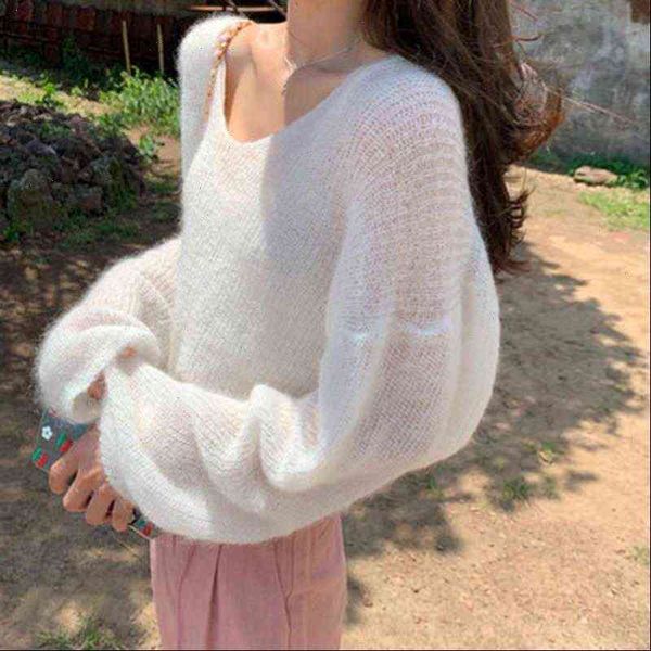 Women Solid Sweaters Color Mohair Knitted Sweater V Neck Sweet Autumn Winter Pullover Loose Long sleeve, White;black
Women Solid Sweaters Color Mohair Knitted Sweater V Neck Sweet Autumn Winter Pullover Loose Long sleeve, White;black