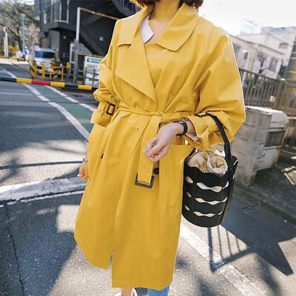 women's trench coats 2021 autumn double breasted coat loose casual windbreaker female yellow with belt overcoat business outerwear 441, Tan;black
women's trench coats 2021 autumn double breasted coat loose casual windbreaker female yellow with belt overcoat business outerwear 441, Tan;black