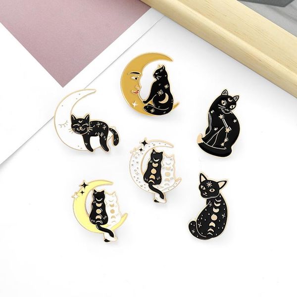 pins, brooches witch cats enamel pin moon phase wizard cat bag lapel black white craft badge jewelry gift for friends, Gray
pins, brooches witch cats enamel pin moon phase wizard cat bag lapel black white craft badge jewelry gift for friends, Gray