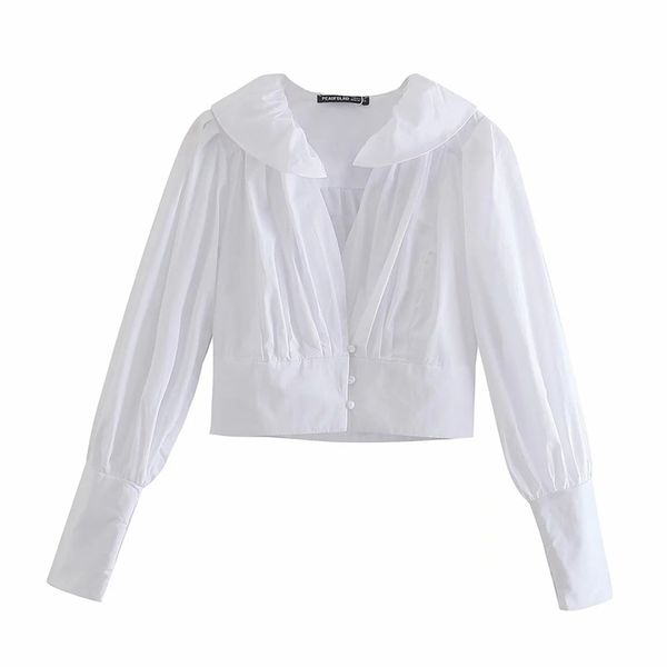 xnwmnz chic women elegant white blouses mujer full puff sleeve casual slim lady navel exposed short shirt femme 210513
xnwmnz chic women elegant white blouses mujer full puff sleeve casual slim lady navel exposed short shirt femme 210513
