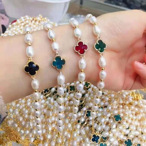 bracelet natural freshwater pearl bracelet lucky clover simple hand string webcast drainage handy gift, Black
bracelet natural freshwater pearl bracelet lucky clover simple hand string webcast drainage handy gift, Black