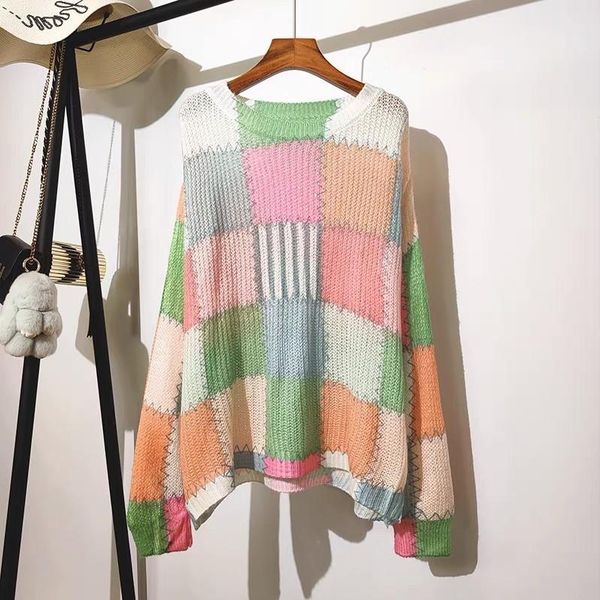 women's sweaters 2021 fall korean fashion women floral sweater pullovers long sleeve knitted plaid chic pull femme jumper, White;black
women's sweaters 2021 fall korean fashion women floral sweater pullovers long sleeve knitted plaid chic pull femme jumper, White;black