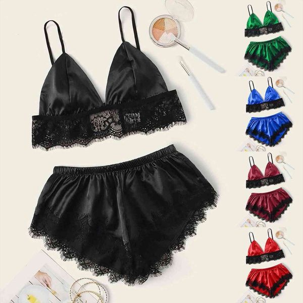 pajamas set lace stain women sleepwear lingerie nightwear home clothes straps pijama ladies cute cami and shorts, Black;red
pajamas set lace stain women sleepwear lingerie nightwear home clothes straps pijama ladies cute cami and shorts, Black;red