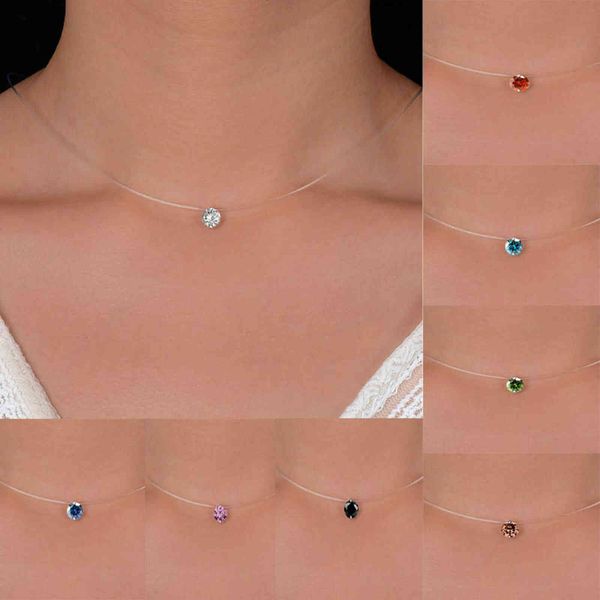 fashion cubic zirconia pendant item invisible fish line chokers necklace for women wedding gift jewelry new year, Silver
fashion cubic zirconia pendant item invisible fish line chokers necklace for women wedding gift jewelry new year, Silver