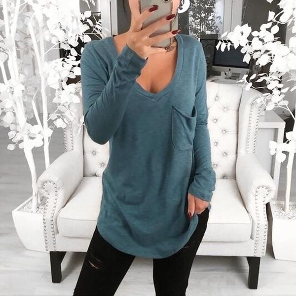 women and shirts summer autumn long sleeve v-neck casual lady solid color loose shirt with pocket xxxl women's blouses &, White
women and shirts summer autumn long sleeve v-neck casual lady solid color loose shirt with pocket xxxl women's blouses &, White