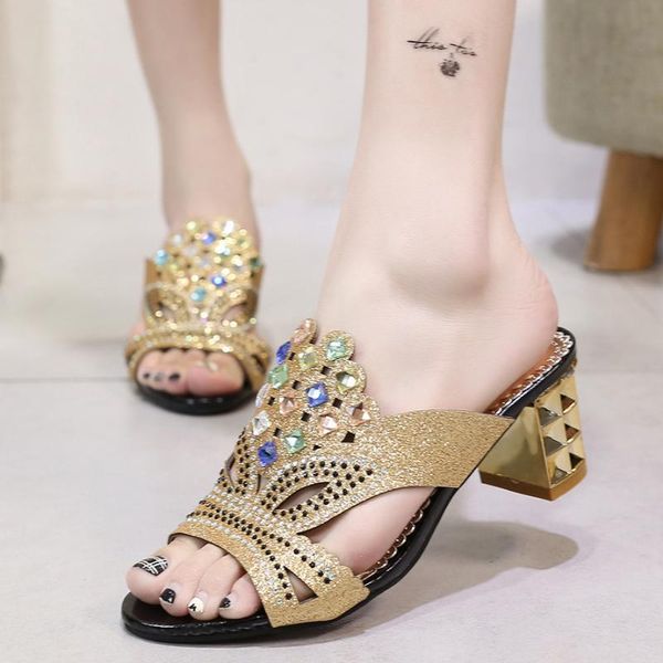 slippers for women to wear out summer fashion sequin rhinestone middle heel hollow versatile thick sandals, Black
slippers for women to wear out summer fashion sequin rhinestone middle heel hollow versatile thick sandals, Black