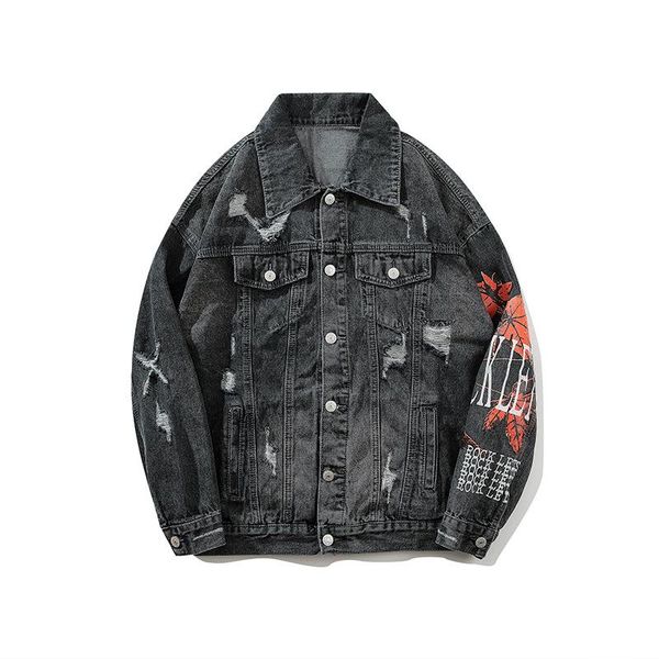 men's jackets tide hip hop black/blue hole pleated denim male bf harajuku style printed dead leaf pattern washed destroyed jacket, Black;brown
men's jackets tide hip hop black/blue hole pleated denim male bf harajuku style printed dead leaf pattern washed destroyed jacket, Black;brown