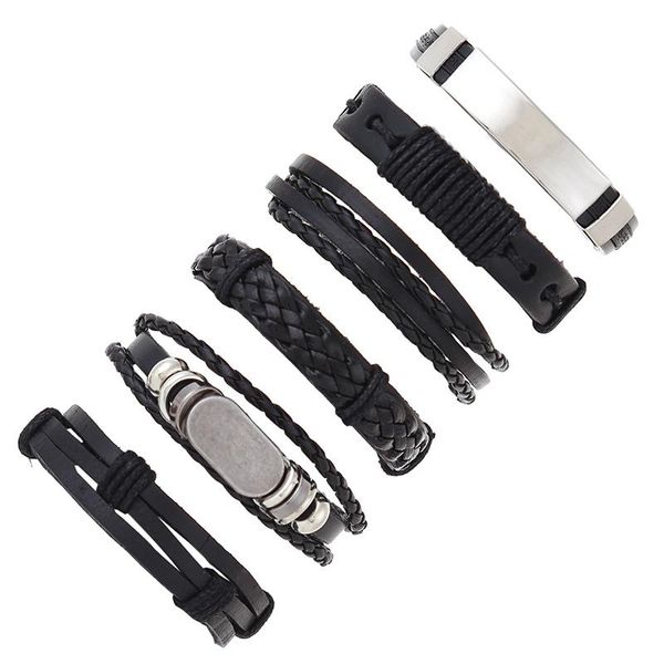 charm bracelets 6pcs/set hippie punk all black leather flat thick band tag cord braiding layers stackable set for man, Golden;silver
charm bracelets 6pcs/set hippie punk all black leather flat thick band tag cord braiding layers stackable set for man, Golden;silver