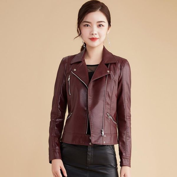women's leather & faux short slim spring and autumn korean sheep jacket fashion, Black 
women's leather & faux short slim spring and autumn korean sheep jacket fashion, Black