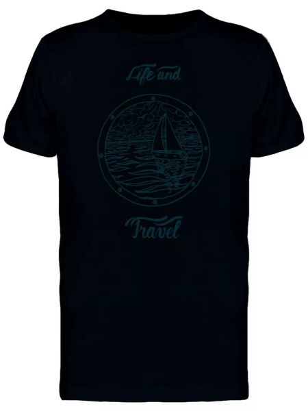 Life And Travel Nautical Art Tee Men's -Image by Shutterstock, White;black