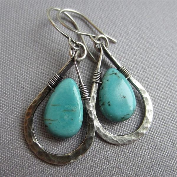 retro earrings turquoise fashion teardrop natural stone new manual originality jewelry dangle women ear pendants accessories 3cy k2, Silver
retro earrings turquoise fashion teardrop natural stone new manual originality jewelry dangle women ear pendants accessories 3cy k2, Silver