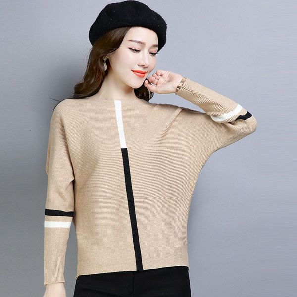 women's sweaters loose sweater knitted bat wing sleeve with striped pull jumper neckline casual pullovers women's blouses lp4l, White;black
women's sweaters loose sweater knitted bat wing sleeve with striped pull jumper neckline casual pullovers women's blouses lp4l, White;black