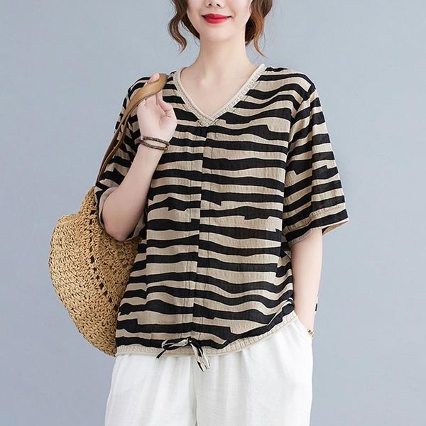women's t-shirt women summer cotton pleated v-neck 2021 simple style striped tees loose female short sleeve drawstring tshirt, White
women's t-shirt women summer cotton pleated v-neck 2021 simple style striped tees loose female short sleeve drawstring tshirt, White
