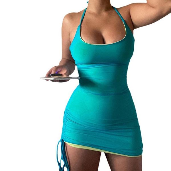 casual dresses women bodycon short dress summer ladies lace up shirring solid color bandage party vestidos wdc8212, Black;gray
casual dresses women bodycon short dress summer ladies lace up shirring solid color bandage party vestidos wdc8212, Black;gray