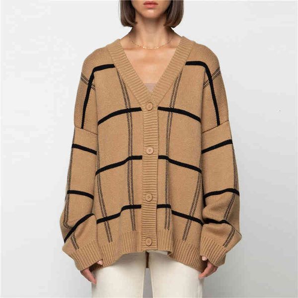 women's jackets plaid khaki loose knitted sweater cardigan oversize v-neck drop shoulder ladies cardigans knitwear autumn casual tsbz, Black;brown
women's jackets plaid khaki loose knitted sweater cardigan oversize v-neck drop shoulder ladies cardigans knitwear autumn casual tsbz, Black;brown