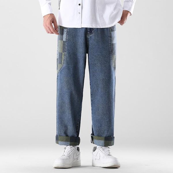 men's jeans tide brand stitching harlan youth loose straight-leg pants wide-leg, Blue
men's jeans tide brand stitching harlan youth loose straight-leg pants wide-leg, Blue