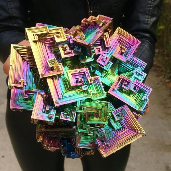 bismuth crystals bi metal crystal rainbow bright mineral specimen original nature art artwork decorative article objects & figurines