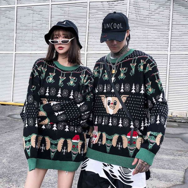 sweaters fashion knit christmas yarn dyed men's large loose round neck pullover couple sweater, White;black
sweaters fashion knit christmas yarn dyed men's large loose round neck pullover couple sweater, White;black
