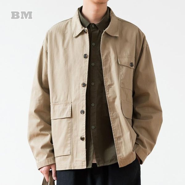 men's jackets japanese retro multi pocket cotton tooling jacket harajuku casual long sleeve coat men clothing korean fashion to, Black;brown
men's jackets japanese retro multi pocket cotton tooling jacket harajuku casual long sleeve coat men clothing korean fashion to, Black;brown