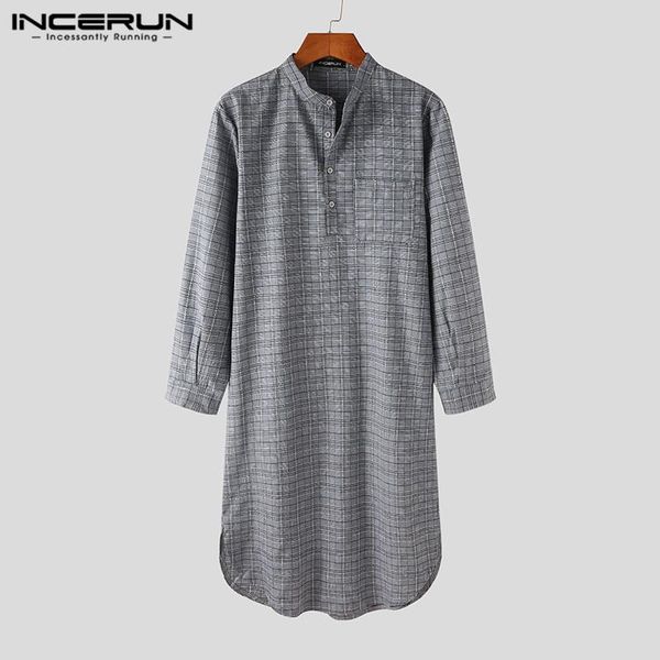 men plaid robes homewear cotton stand collar long sleeve button spring nightgown comfortable leisure bathrobes s-5xl incerun men's slee, Black;brown
men plaid robes homewear cotton stand collar long sleeve button spring nightgown comfortable leisure bathrobes s-5xl incerun men's slee, Black;brown
