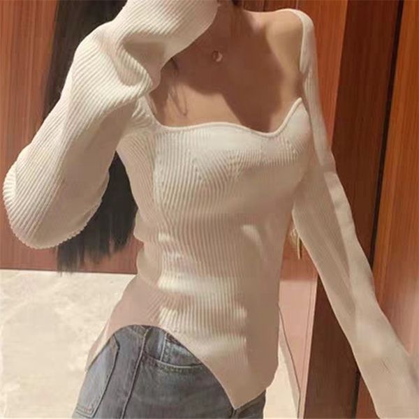 spring square collar knitted women t-shirts slim irregular long sleeve female t-shirt 2021 summer solid elastic ladies 210317, White
spring square collar knitted women t-shirts slim irregular long sleeve female t-shirt 2021 summer solid elastic ladies 210317, White