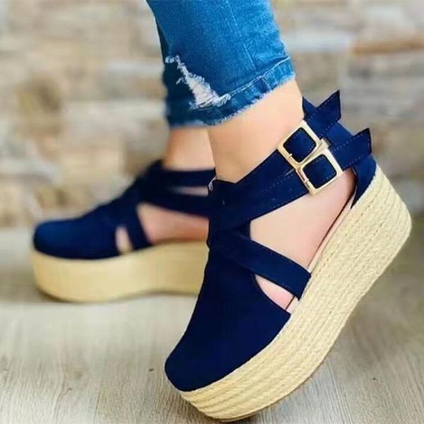 women's sandals vintage wedge shoes woman buckle strap straw thick bottom flats platform flock female summer, Black
women's sandals vintage wedge shoes woman buckle strap straw thick bottom flats platform flock female summer, Black