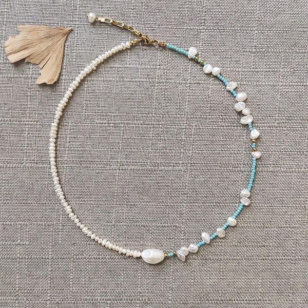 exquisite natural pearl necklace irregular small pearls blue bead stitching for women daily accessories 2021 jewelry gifts moda chokers, Golden;silver
exquisite natural pearl necklace irregular small pearls blue bead stitching for women daily accessories 2021 jewelry gifts moda chokers, Golden;silver
